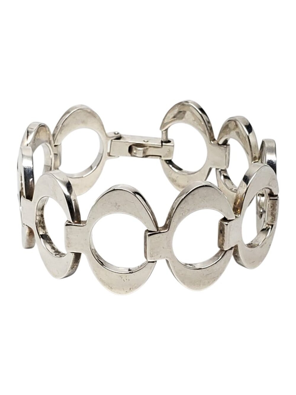 Sterling Silver Sculptural Oval Link Bracelet #24668